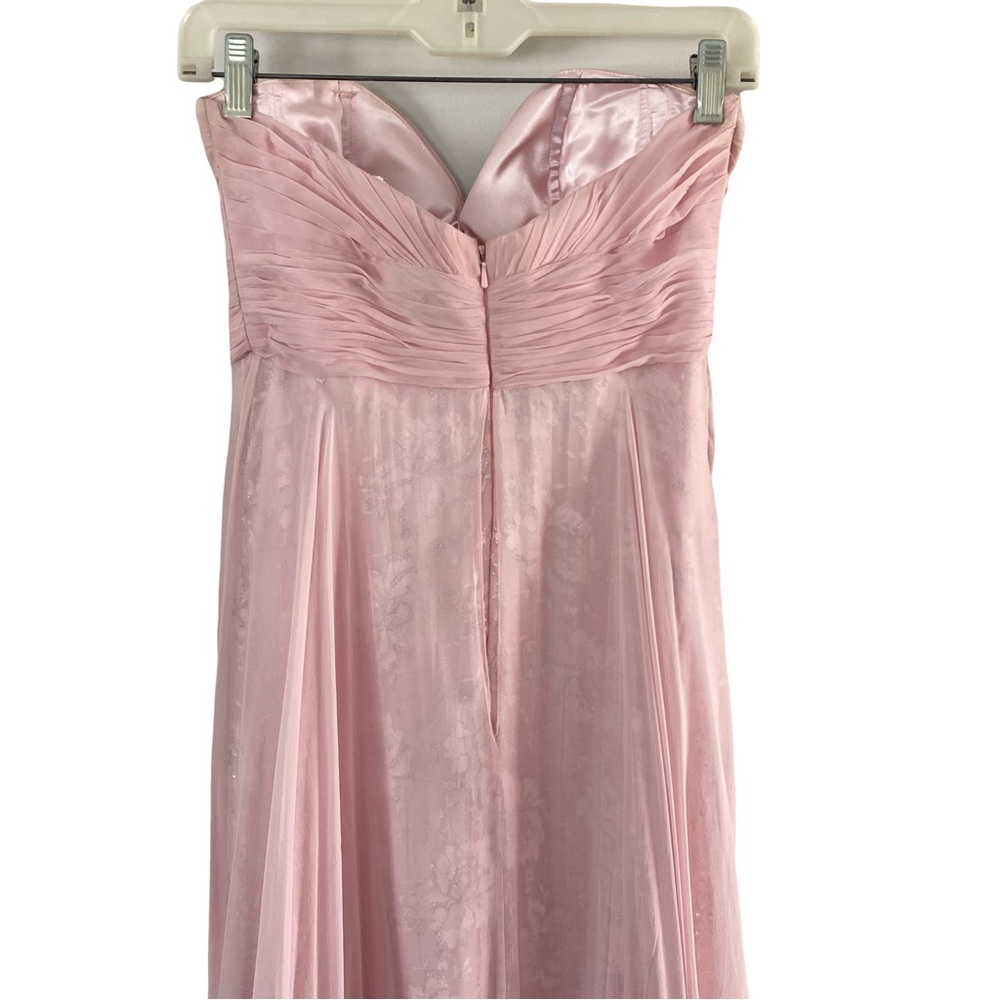Mac Duggal Pink Silk Beaded Strapless Sparkle Lace Prom Formal Gown Size 4 - Picture 5 of 8